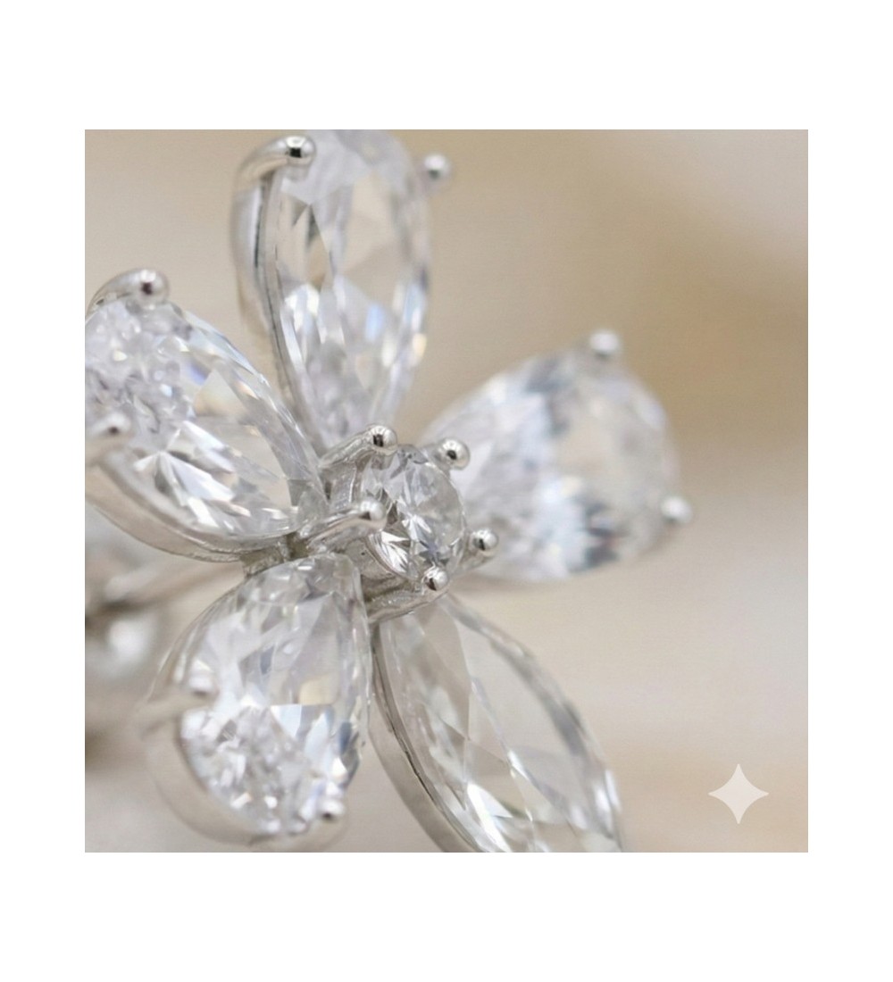 Crystal Bloom Earrings – Silver & Rose Gold Floral Studs