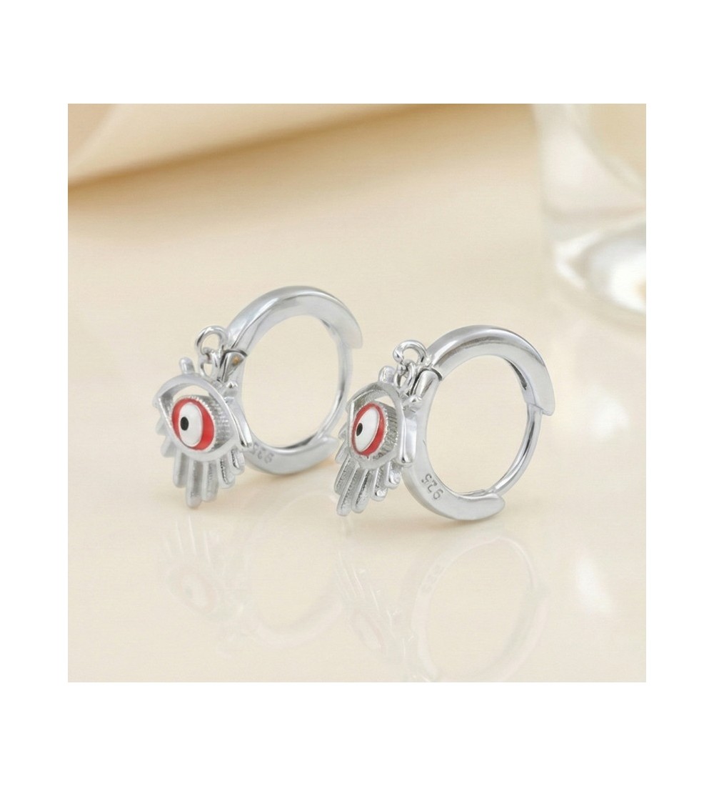 Mystic Eye Charm Earrings – Silver Hoop with Evil Eye Design