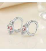 Mystic Eye Charm Earrings – Silver Hoop with Evil Eye Design