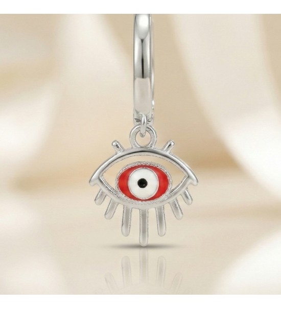Mystic Eye Charm Earrings – Silver Hoop with Evil Eye Design