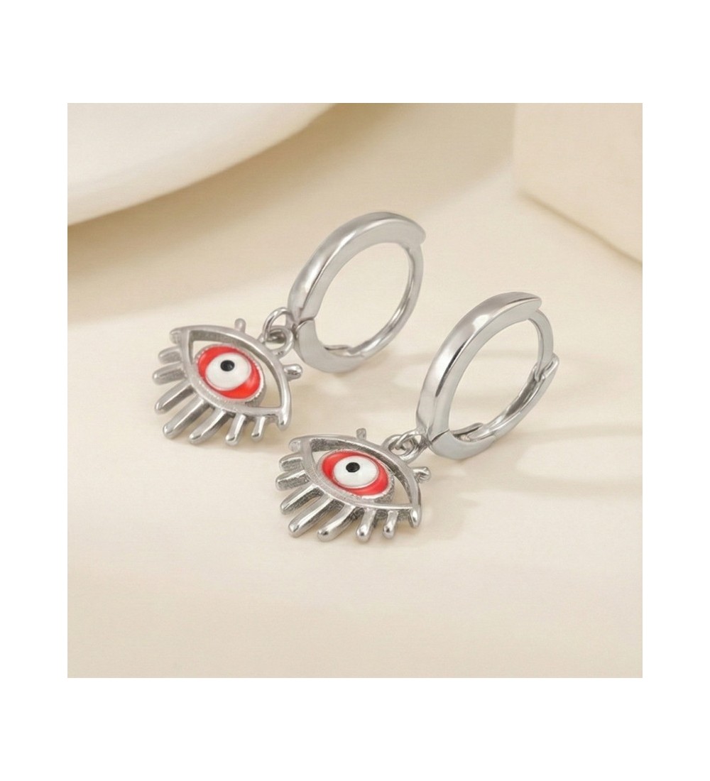 Mystic Eye Charm Earrings – Silver Hoop with Evil Eye Design