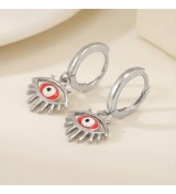 Mystic Eye Charm Earrings – Silver Hoop with Evil Eye Design