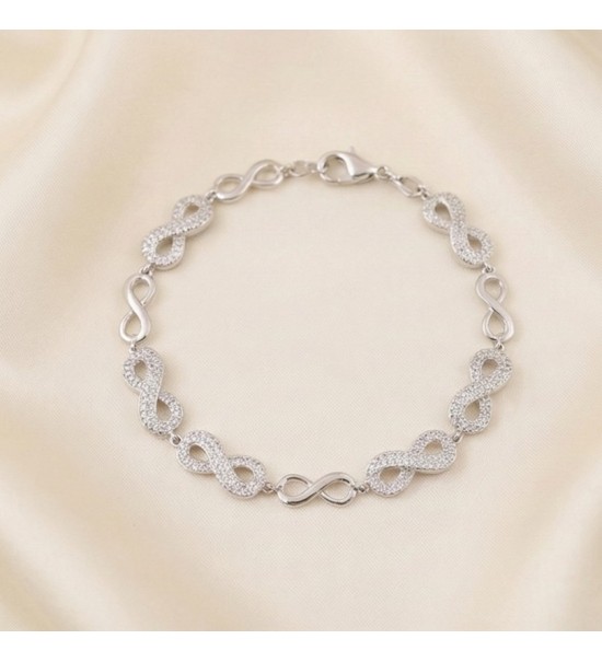 Infinity Link Bracelet – Sterling Silver with Crystal Infinity Accents