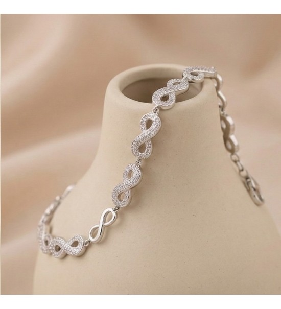 Infinity Link Bracelet – Sterling Silver with Crystal Infinity Accents