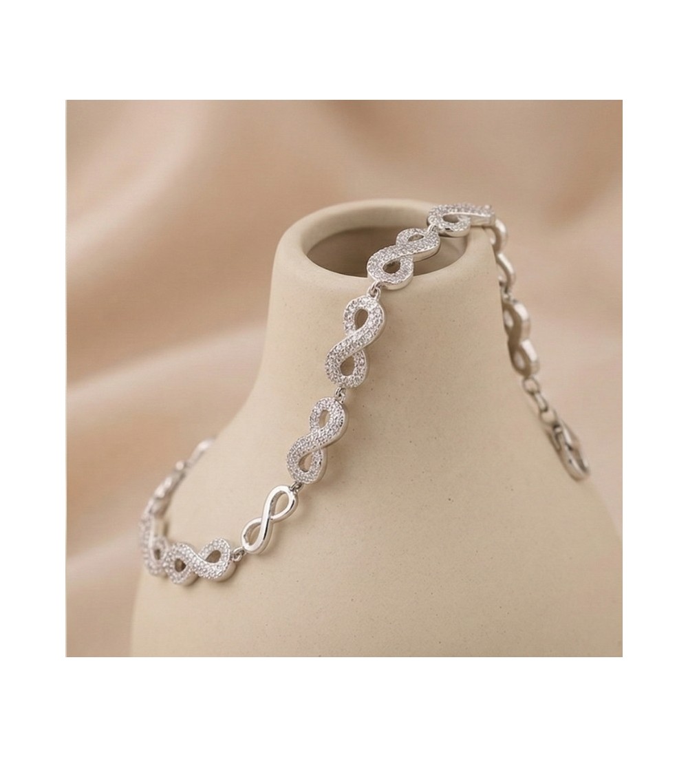Infinity Link Bracelet – Sterling Silver with Crystal Infinity Accents