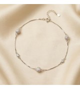 Sparkling Bead Anklet – 925 Sterling Silver Elegant Footwear Jewelry