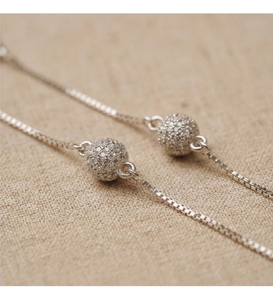 Sparkling Bead Anklet – 925 Sterling Silver Elegant Footwear Jewelry
