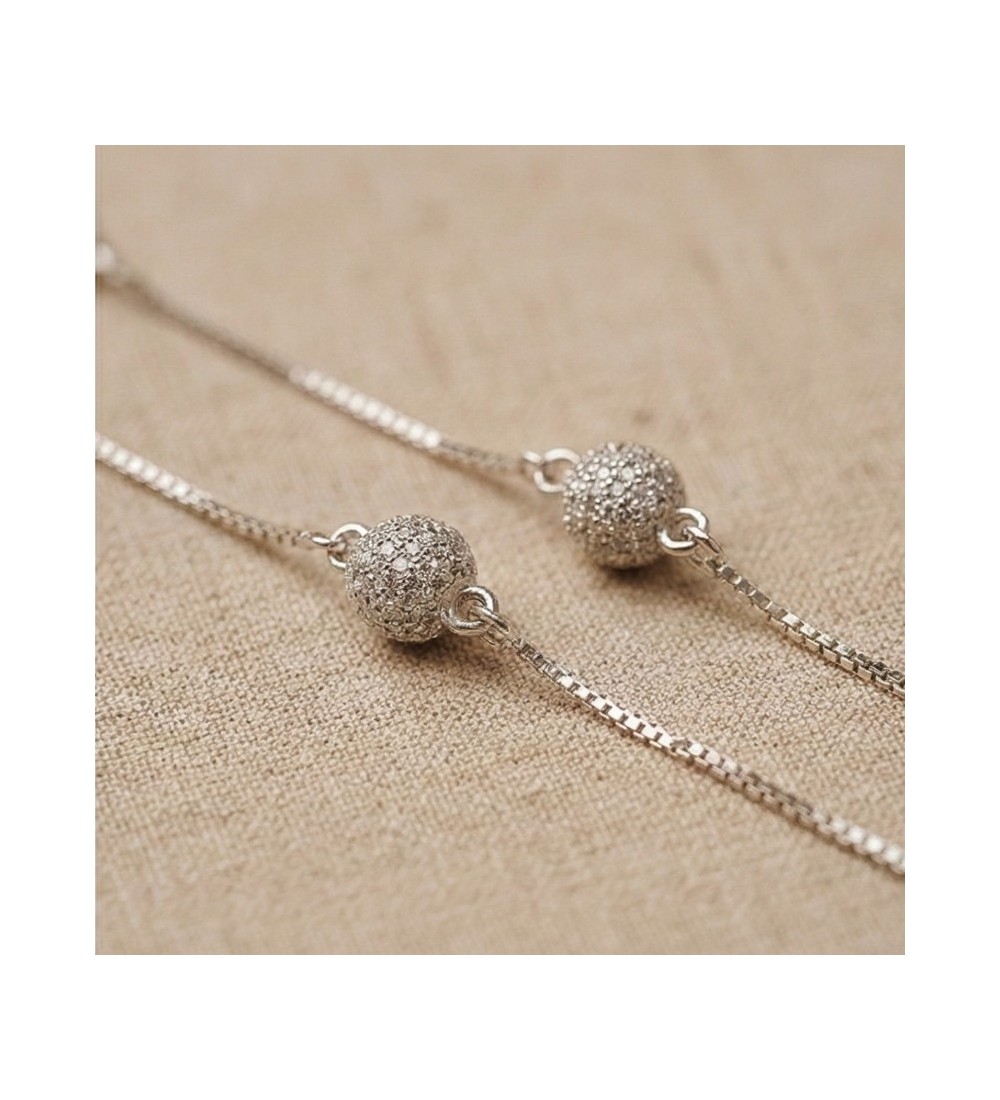 Sparkling Bead Anklet – 925 Sterling Silver Elegant Footwear Jewelry