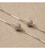 Sparkling Bead Anklet – 925 Sterling Silver Elegant Footwear Jewelry