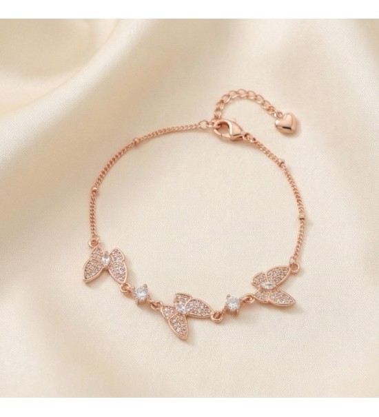 Flutter Grace Bracelet – Butterfly Charm Bracelet in Silver & Rose Gold