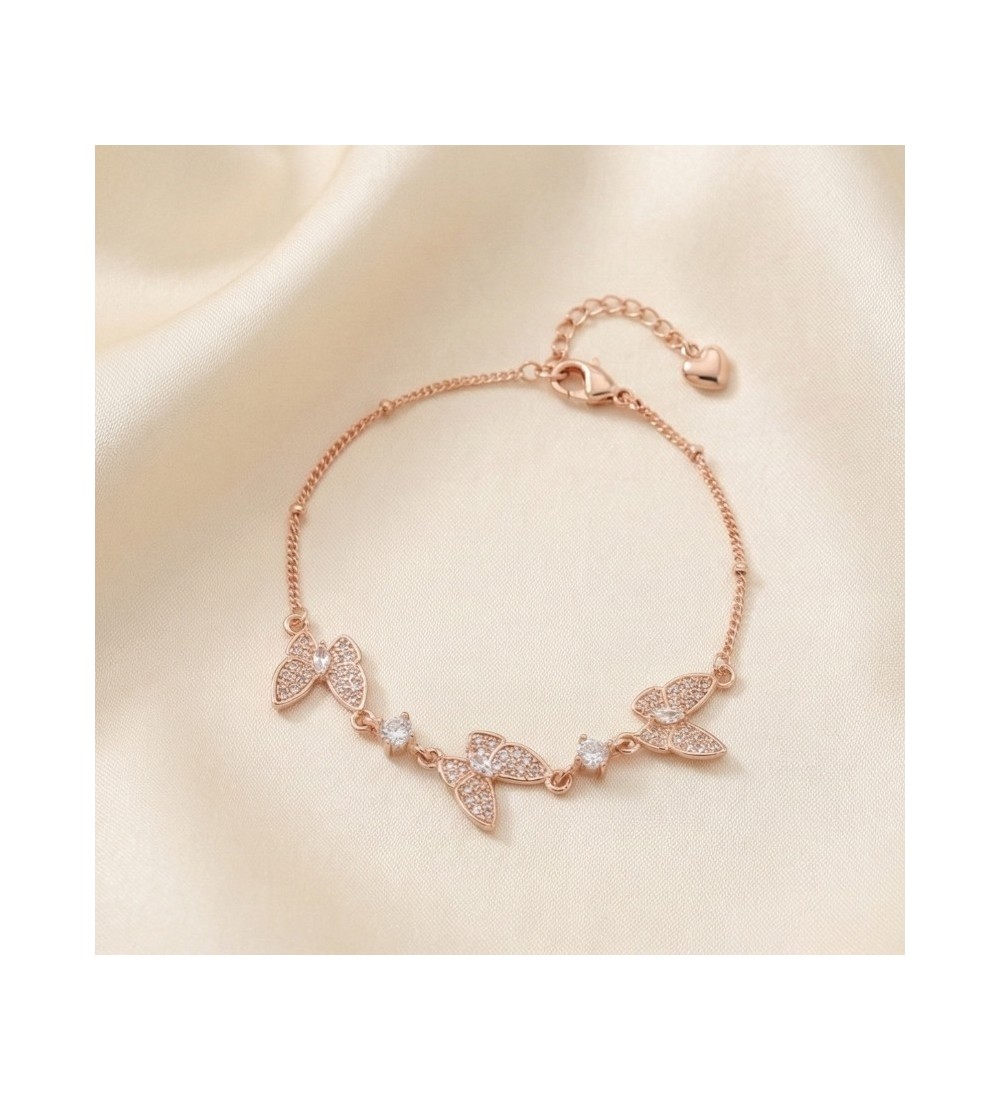 Flutter Grace Bracelet – Butterfly Charm Bracelet in Silver & Rose Gold