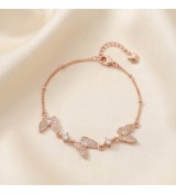 Flutter Grace Bracelet – Butterfly Charm Bracelet in Silver & Rose Gold