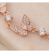 Flutter Grace Bracelet – Butterfly Charm Bracelet in Silver & Rose Gold