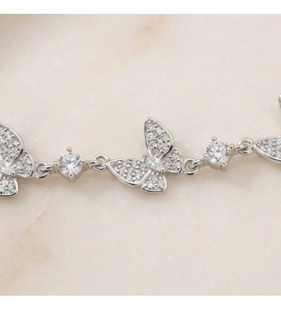 Flutter Grace Bracelet – Butterfly Charm Bracelet in Silver & Rose Gold