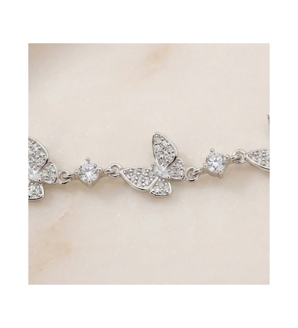 Flutter Grace Bracelet – Butterfly Charm Bracelet in Silver & Rose Gold