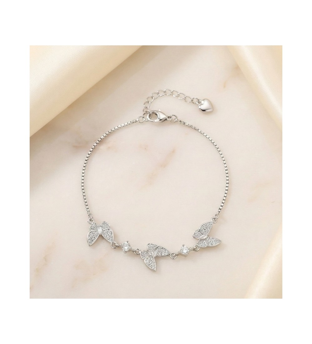 Flutter Grace Bracelet – Butterfly Charm Bracelet in Silver & Rose Gold