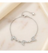 Flutter Grace Bracelet – Butterfly Charm Bracelet in Silver & Rose Gold
