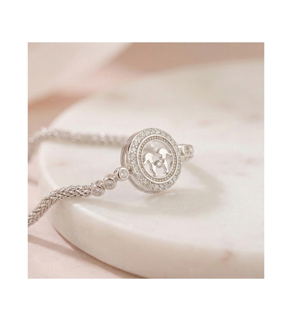 Eternal Emblem Bracelet – Silver Charm with Crystal Halo