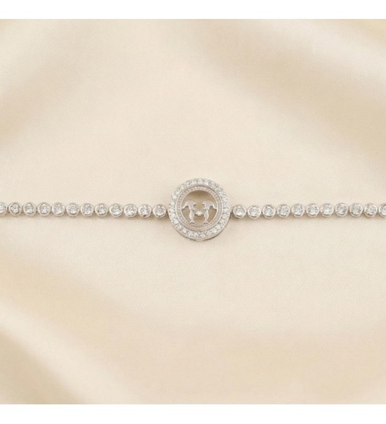 Eternal Emblem Bracelet – Silver Charm with Crystal Halo