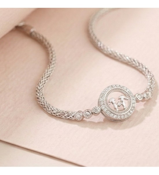 Eternal Emblem Bracelet – Silver Charm with Crystal Halo