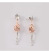 Bloom Drop Mesh Earrings – Rose Gold & Silver Floral Dangle