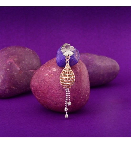 Bloom Drop Mesh Earrings – Rose Gold & Silver Floral Dangle