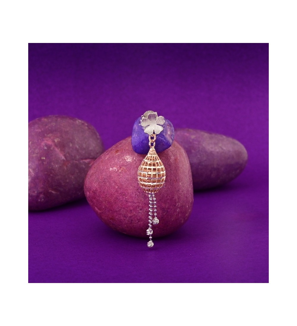 Bloom Drop Mesh Earrings – Rose Gold & Silver Floral Dangle