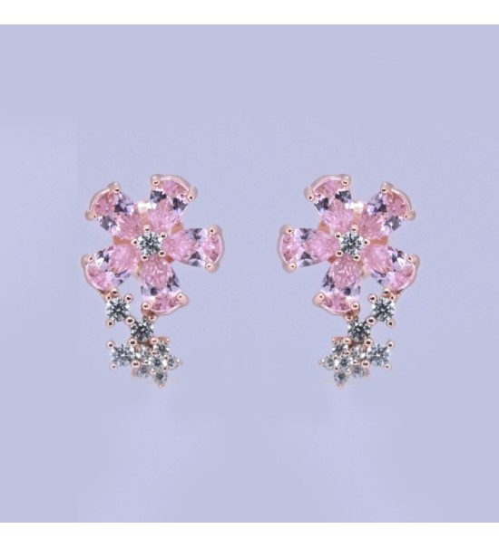 Blossom Spark Earrings – Silver & Rose Gold Floral Studs