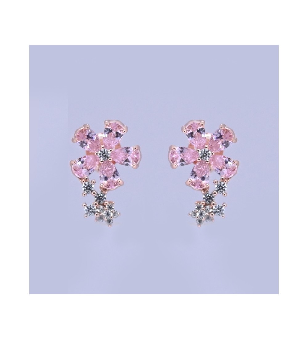 Blossom Spark Earrings – Silver & Rose Gold Floral Studs