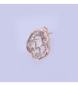 Radiant Halo Stud Earrings – Silver Sparkle with Baguette-Cut Crystals