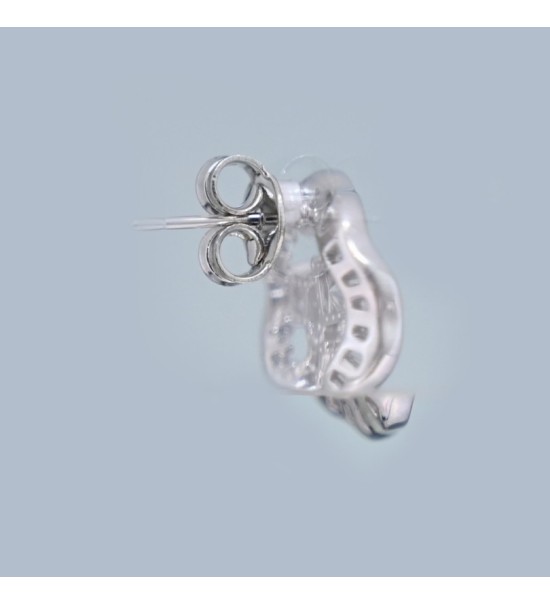 Radiant Halo Stud Earrings – Silver Sparkle with Baguette-Cut Crystals