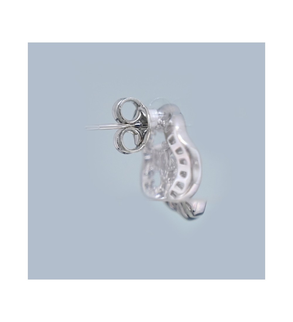 Radiant Halo Stud Earrings – Silver Sparkle with Baguette-Cut Crystals