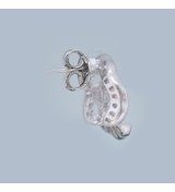 Radiant Halo Stud Earrings – Silver Sparkle with Baguette-Cut Crystals