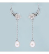 Shooting Star Pearl Drop Earrings – Elegant Zirconia & Pearl Dangle