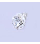 Silver & Rose Gold Pearl Halo Earrings – Elegant Zirconia and Pearl Studs