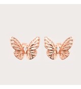 Rose Gold Butterfly Stud Earrings – Elegant Wings with Sparkling Accent