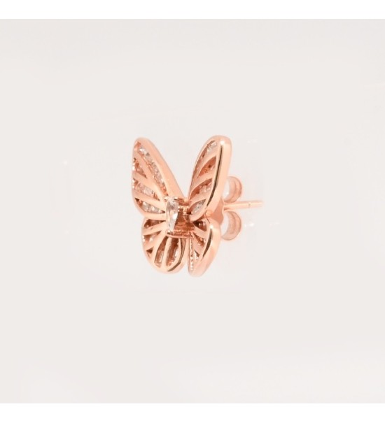 Rose Gold Butterfly Stud Earrings – Elegant Wings with Sparkling Accent