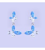 Blue Blossom Drop Earrings – Silver & Rose Gold | Blue Gemstone Floral Drop Earrings