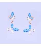 Blue Blossom Drop Earrings – Silver & Rose Gold | Blue Gemstone Floral Drop Earrings