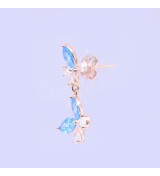 Blue Blossom Drop Earrings – Silver & Rose Gold | Blue Gemstone Floral Drop Earrings