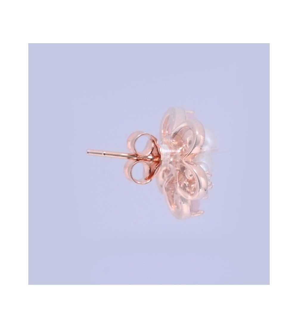 Blush Pearl Blossom Earrings – Silver & Rose Gold Variants | Pearl & Pink Gemstone Floral Studs