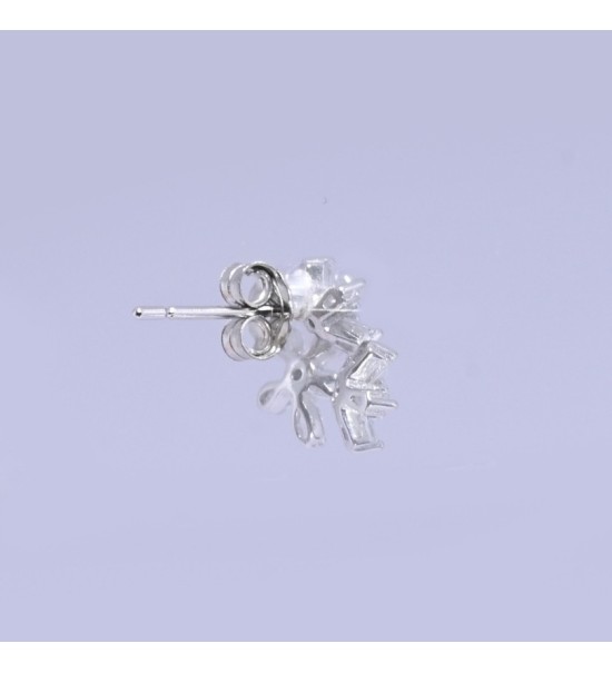 Sparkling Bloom Earrings – Silver & Rose Gold Floral Studs