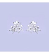 Sparkling Bloom Earrings – Silver & Rose Gold Floral Studs