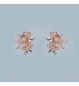 Sparkling Bloom Earrings – Silver & Rose Gold Floral Studs