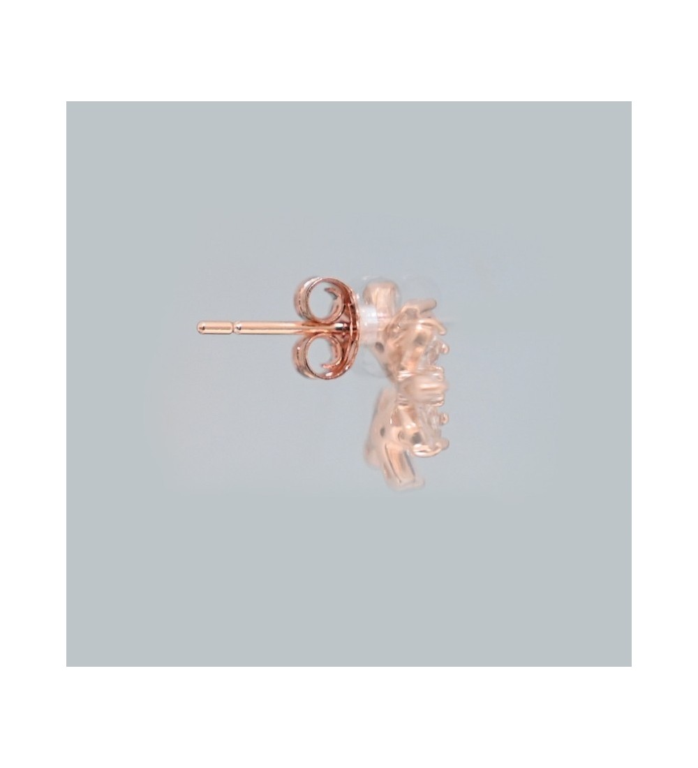 Sparkling Bloom Earrings – Silver & Rose Gold Floral Studs