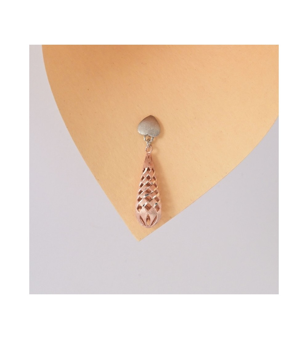 Lattice Teardrop Earrings – Rose Gold & Silver Dangle Earrings