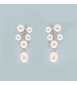 Celestial Cluster Pearl Drop Earrings – Silver