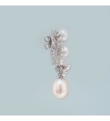 Celestial Cluster Pearl Drop Earrings – Silver