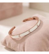 Chic Enigma Bangle – Rose Gold with White Stone Inlay / Silver with Black Stone