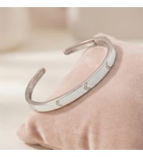 Chic Enigma Bangle – Rose Gold with White Stone Inlay / Silver with Black Stone